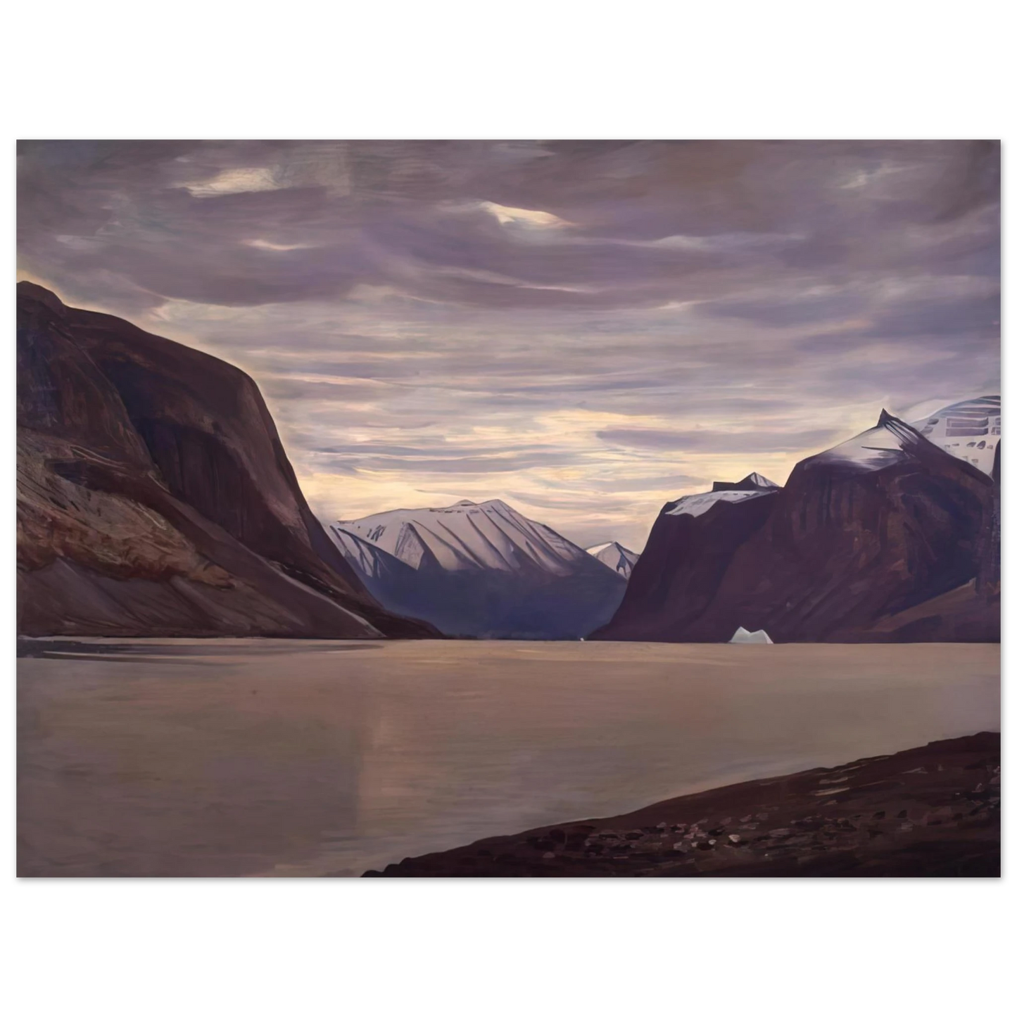 Rockwell Kent - North Greenland Fiord, Gray Day 75x100 cm / 30x40inches Fine Art Poster