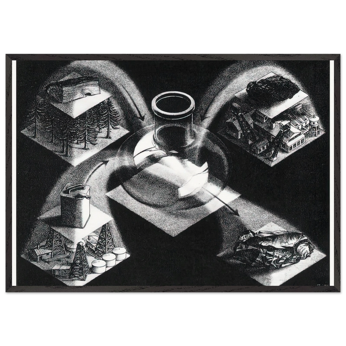 SYNTHESIS - MC Escher 70x100 cm / 28x40 inches Framed Art Print – Black Wooden Frame | Maurits Cornelis Escher Prints