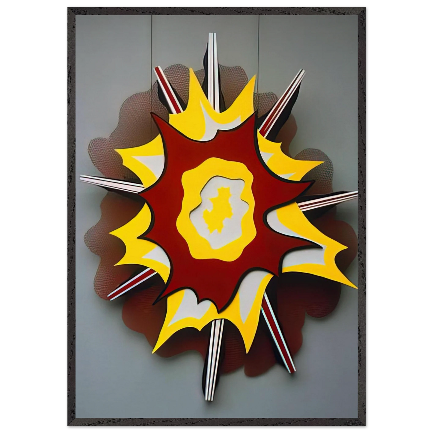 EXPLOSION I 1965 - Roy Lichtenstein 70x100 cm / 28x40 inches Framed Art Print – Black Wooden Frame