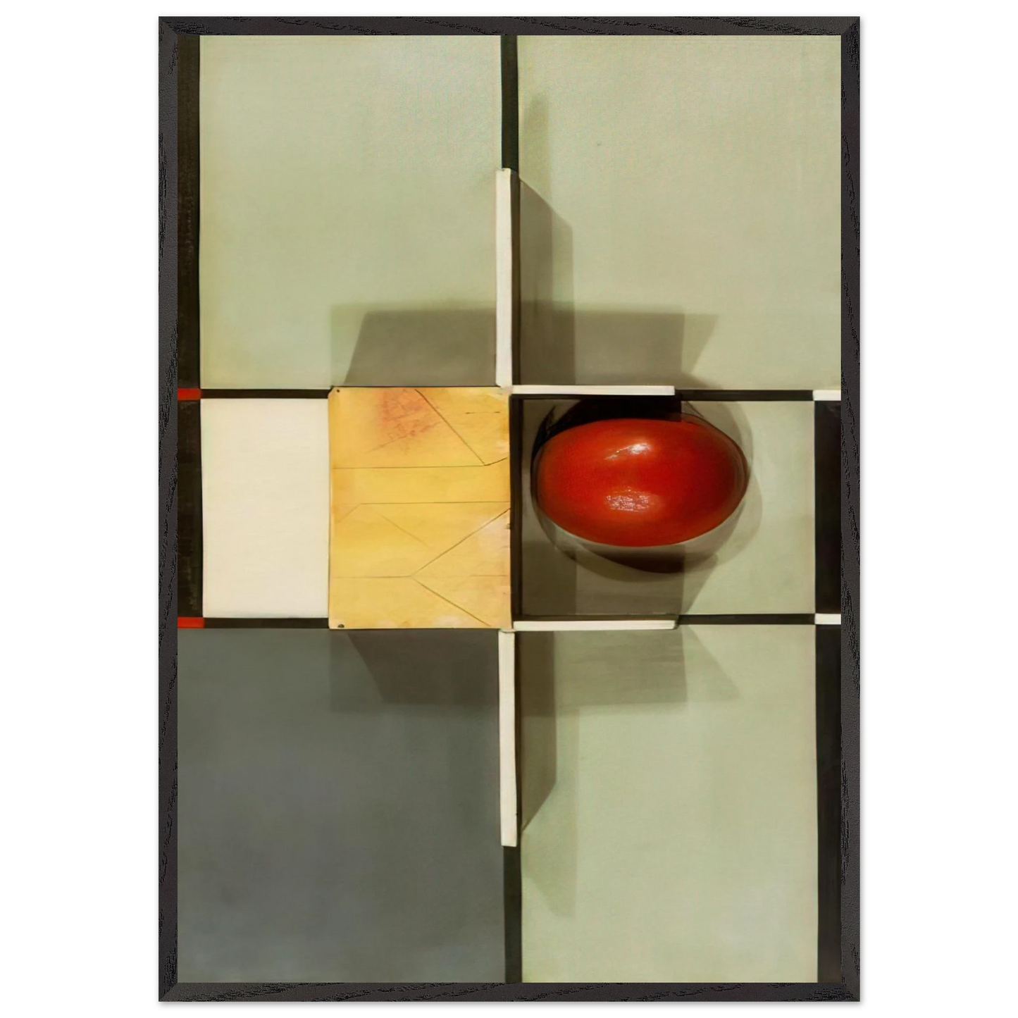 RELIEF WITH CROSS AND SQUARE 1924 - Kurt Schwitters 70x100 cm / 28x40 inches Framed Art Print – Black Wooden Frame
