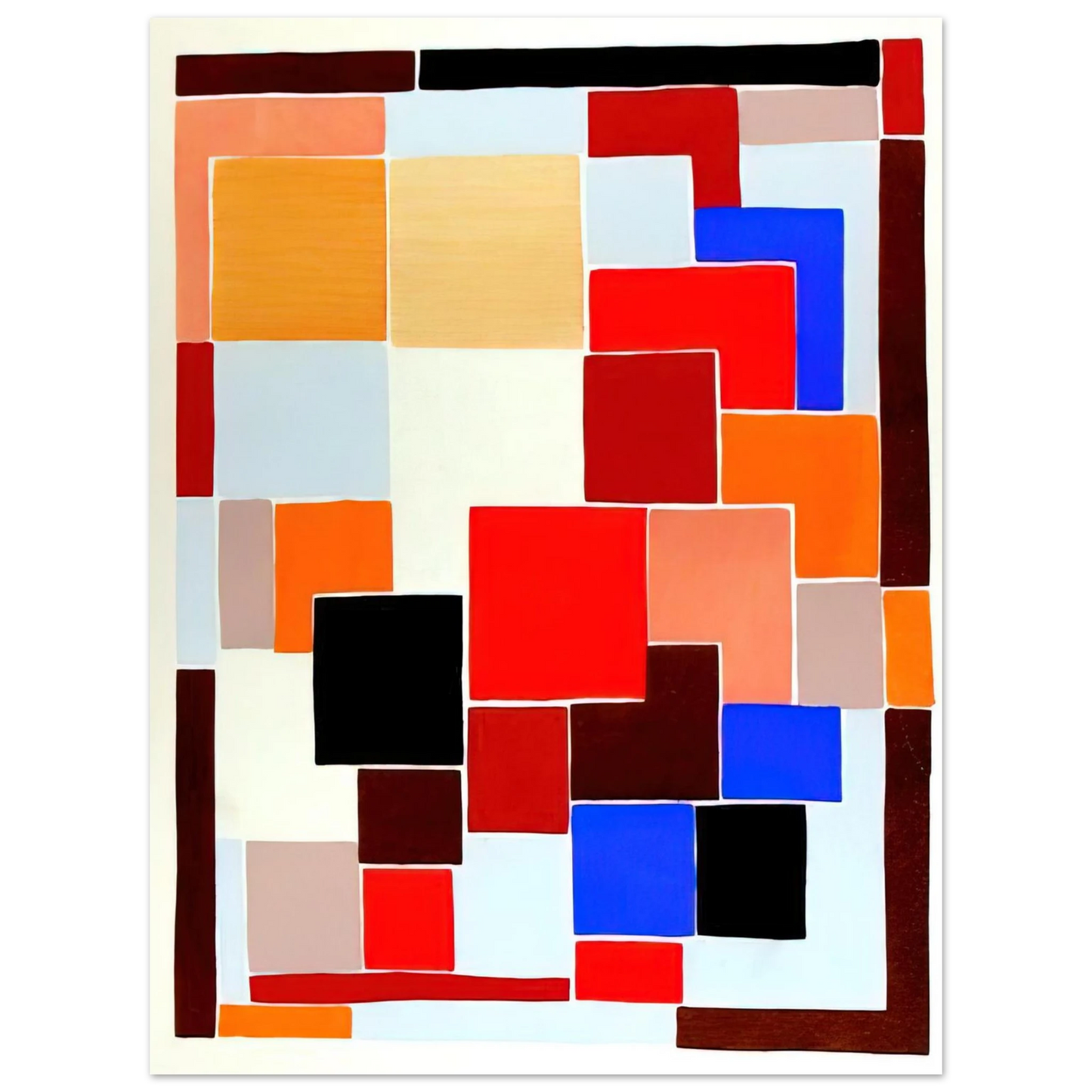 Sonia Delaunay - DESIGN IN THE STYLE OF MONDRIAN POSSIBLY FOR A RUG FROM COMPOSITIONS COLOURS IDEAS 1931 75x100 cm / 30x40inches Fine Art Poster