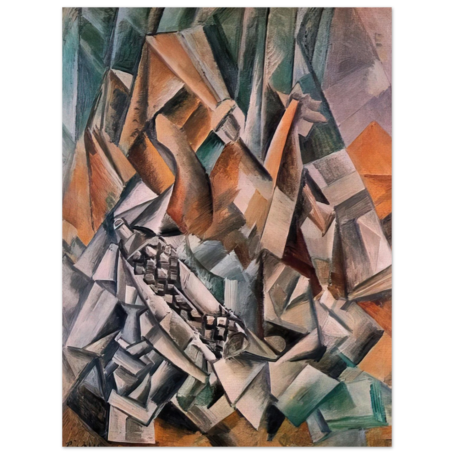 Pablo Picasso - Still life with bottle of Anis del Mono - 1909 75x100 cm / 30x40inches Fine Art Poster