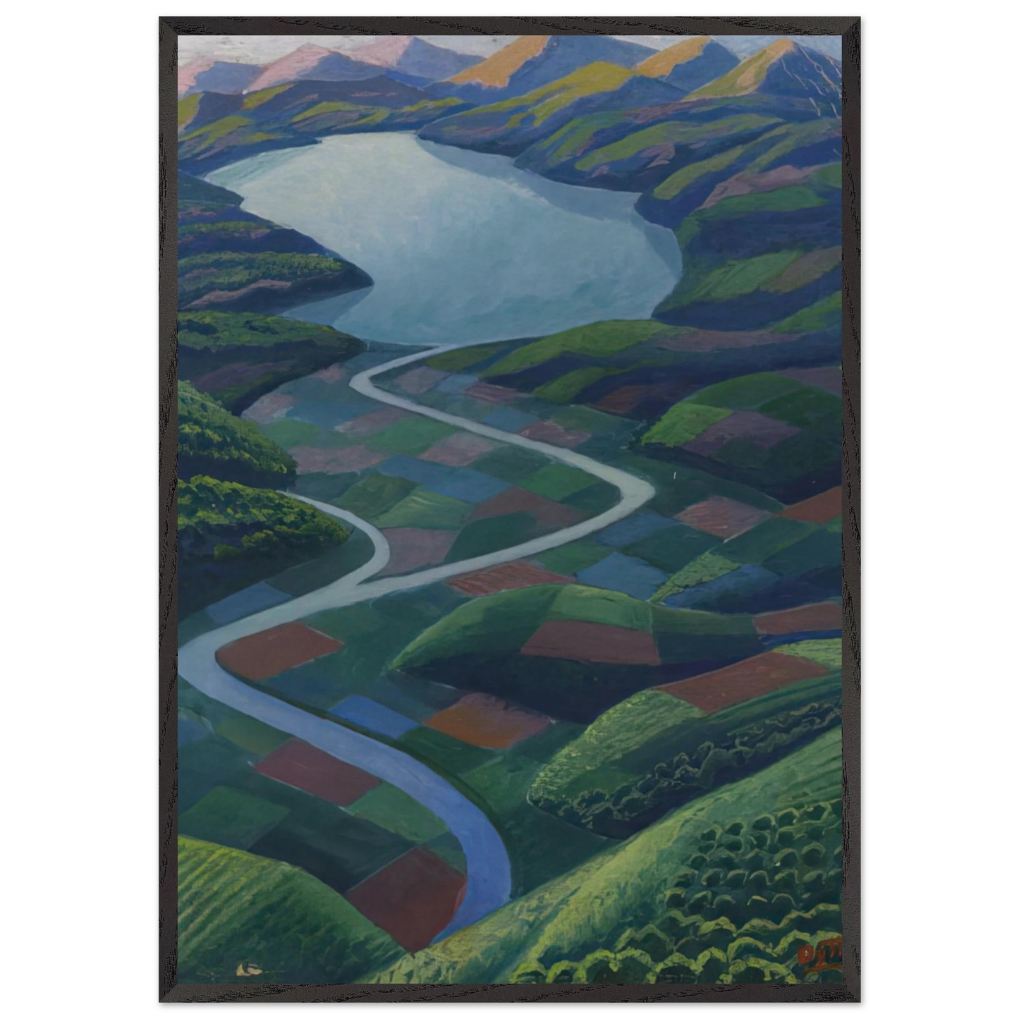 Paesaggio Aereo - 1936 - Gerardo Dottori 70x100 cm / 28x40 inches Framed Art Print – Black Wooden Frame