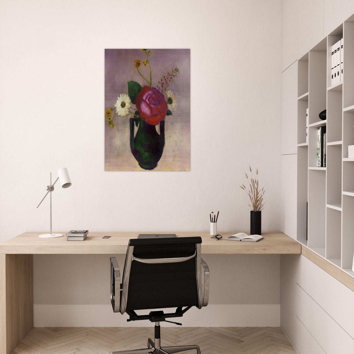 ROSE AND DAISY - Odilon Redon Brushed Aluminum Print - 70x100 cm / 28x40 inches | Odilon Redon Aluminum Print | Odilon Redon Prints