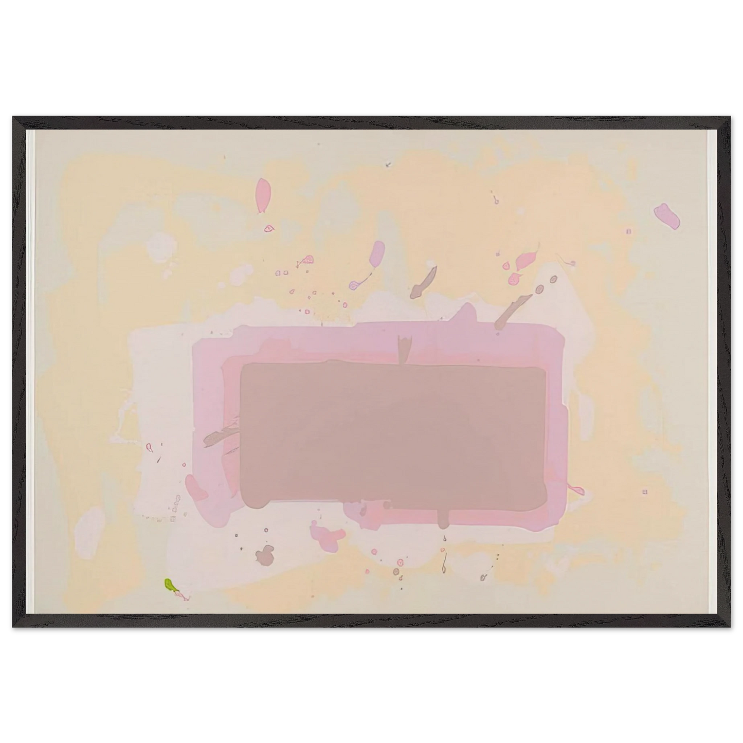 Pale Yellow Pink and Brown - 1971 - John Hoyland 70x100 cm / 28x40 inches Framed Art Print – Black Wooden Frame