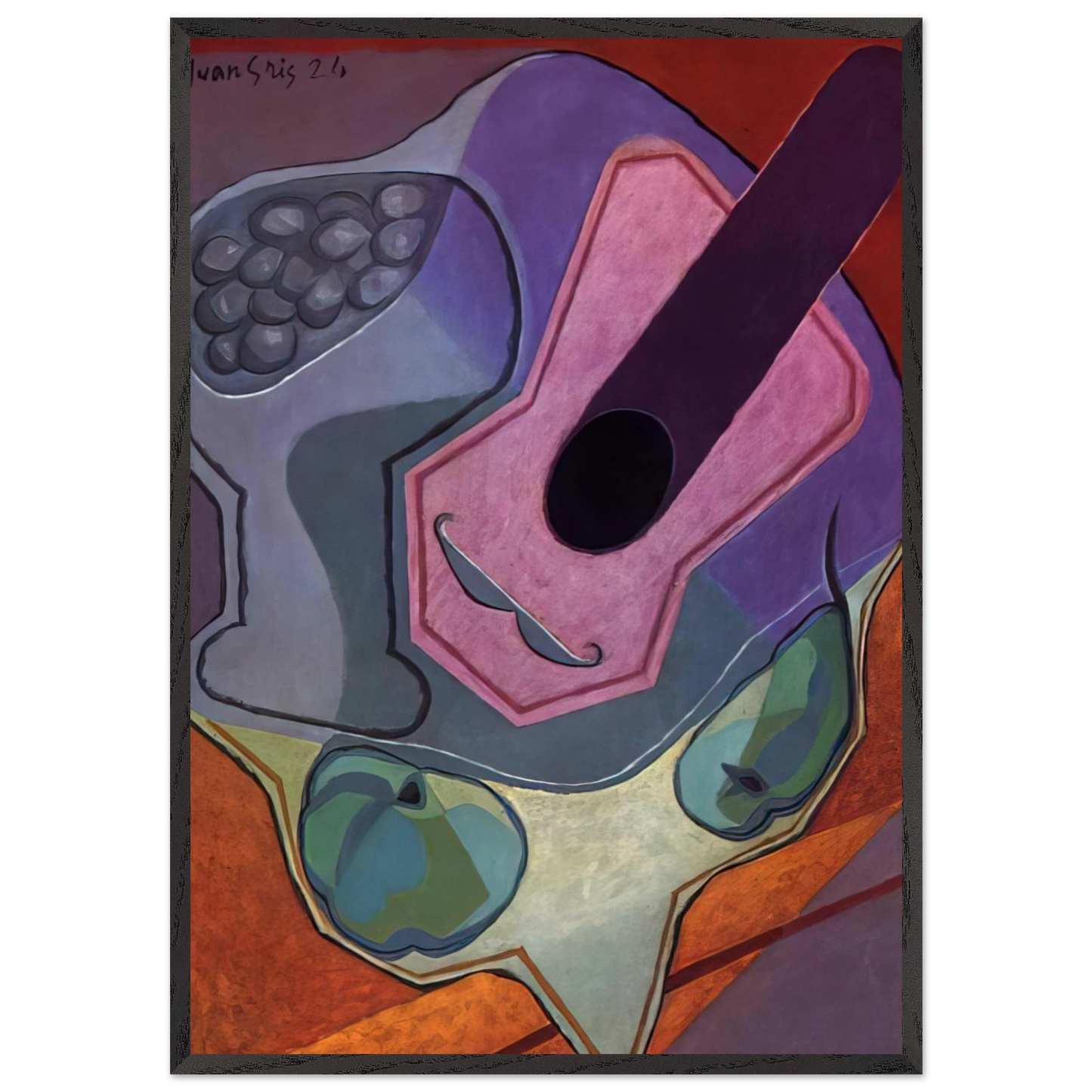 VIOLIN WITH FRUIT 1924 - Juan Gris 70x100 cm / 28x40 inches Framed Art Print – Black Wooden Frame
