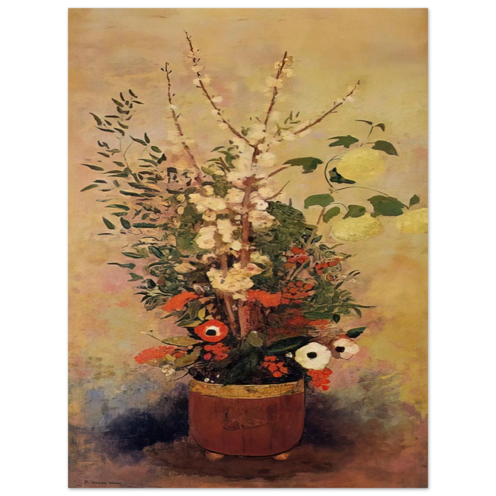 Odilon Redon - VASE OF FLOWERS WITH BRANCHES OF A FLOWERING APPLE TREE 75x100 cm / 30x40inches Fine Art Poster