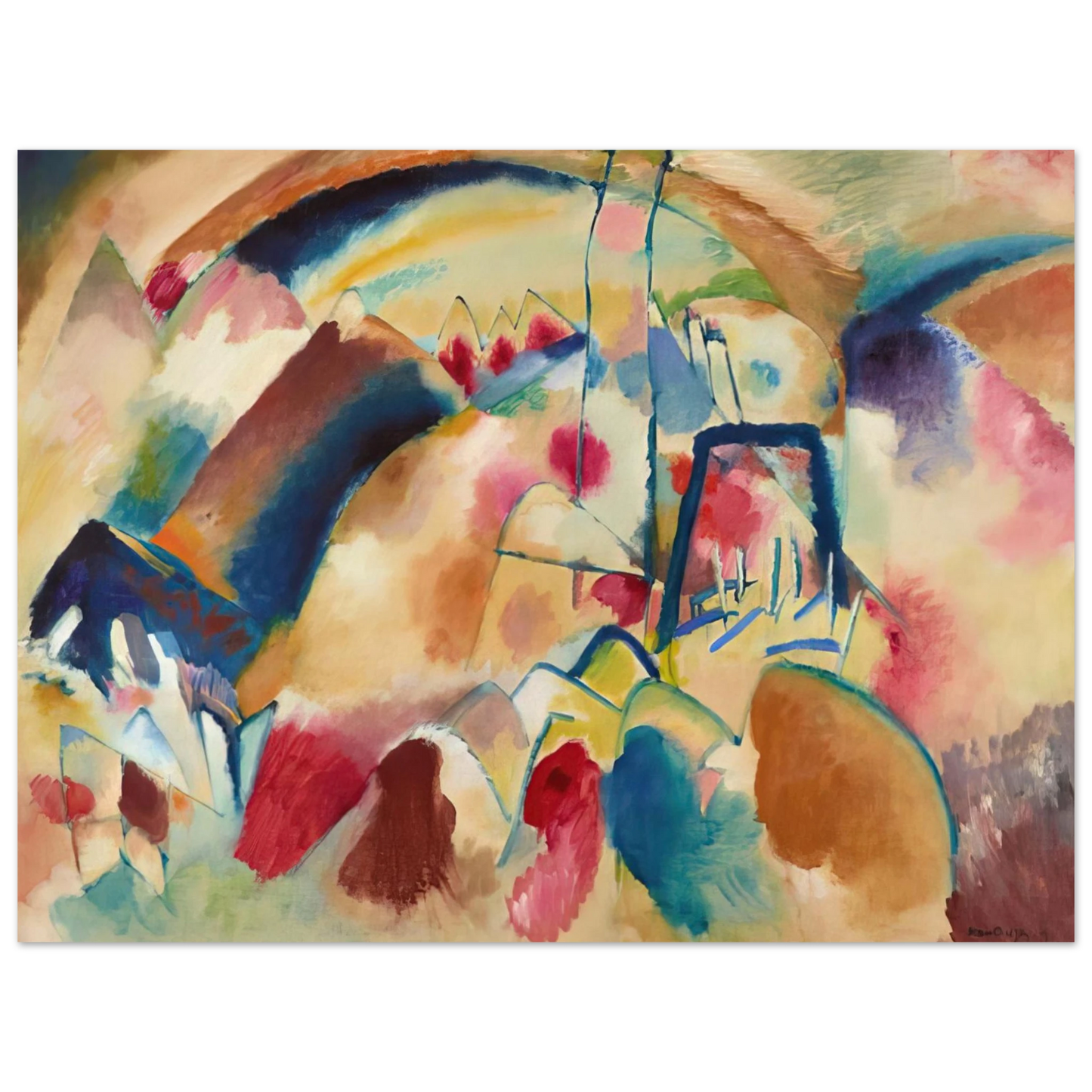 Wassily Kandinsky - LANDSCAPE WITH CHURCH 1913 75x100 cm / 30x40inches Fine Art Poster