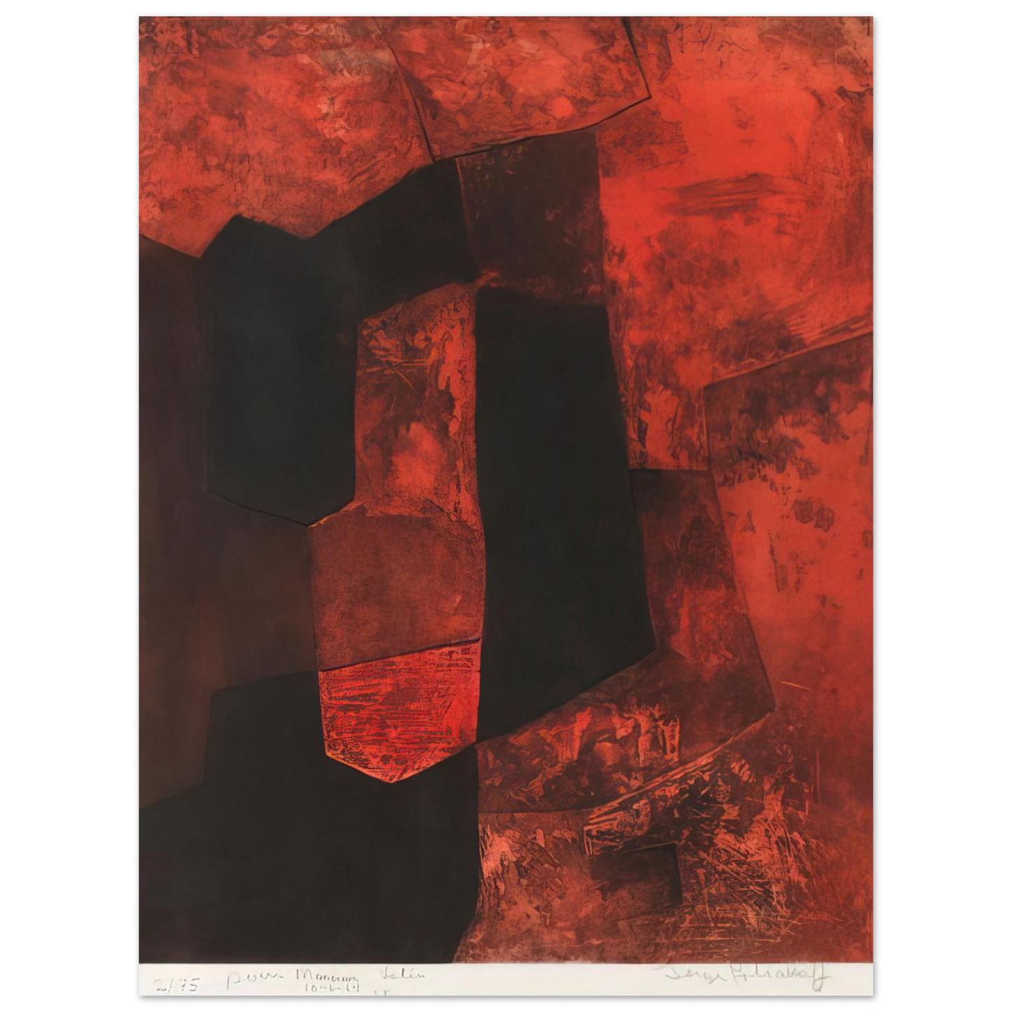 Serge Poliakoff - Composition brune et rouge - 1964 75x100 cm / 30x40inches Fine Art Poster