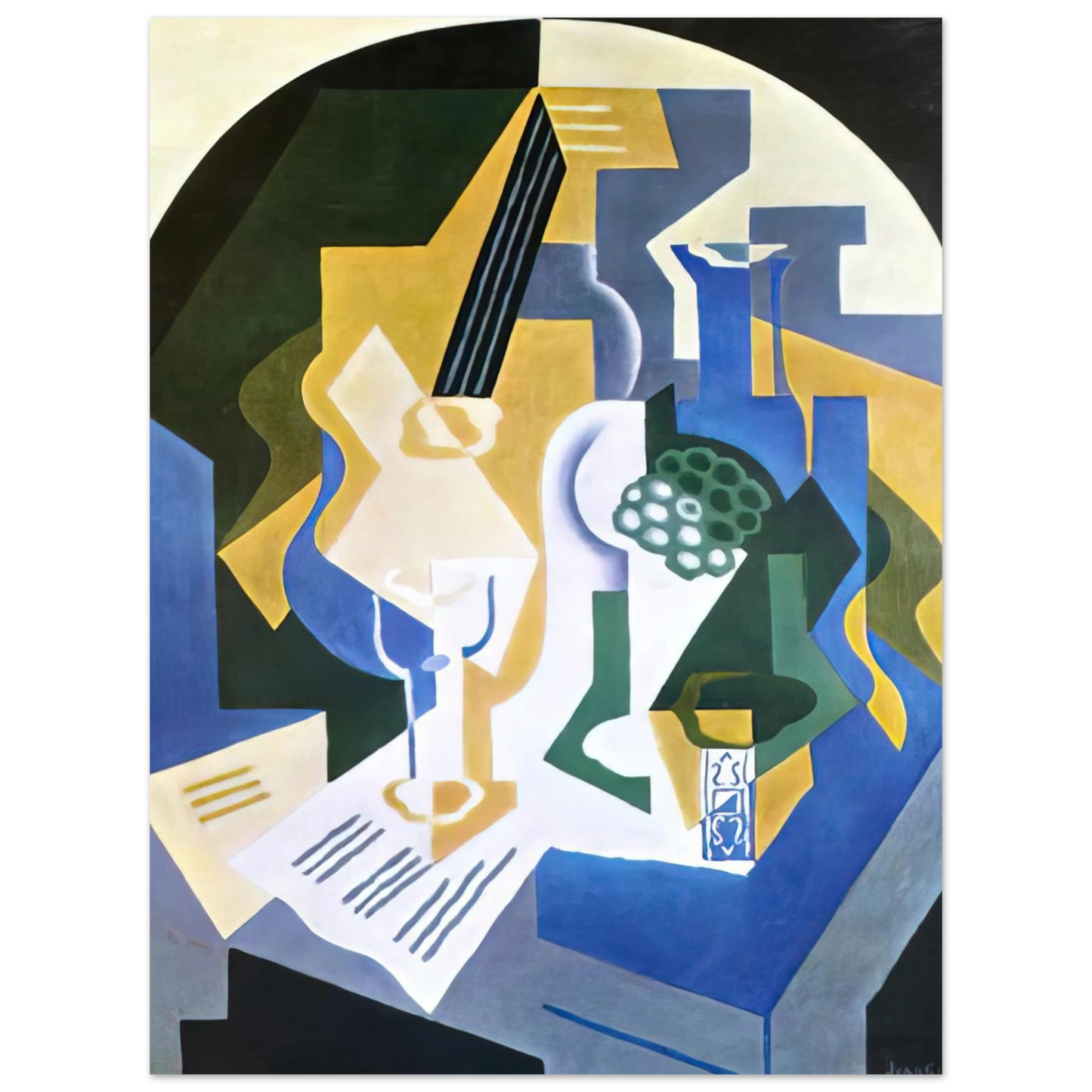Juan Gris - STILL LIFE WITH FRUIT BOWL AND MANDOLIN 1919 75x100 cm / 30x40inches Fine Art Poster