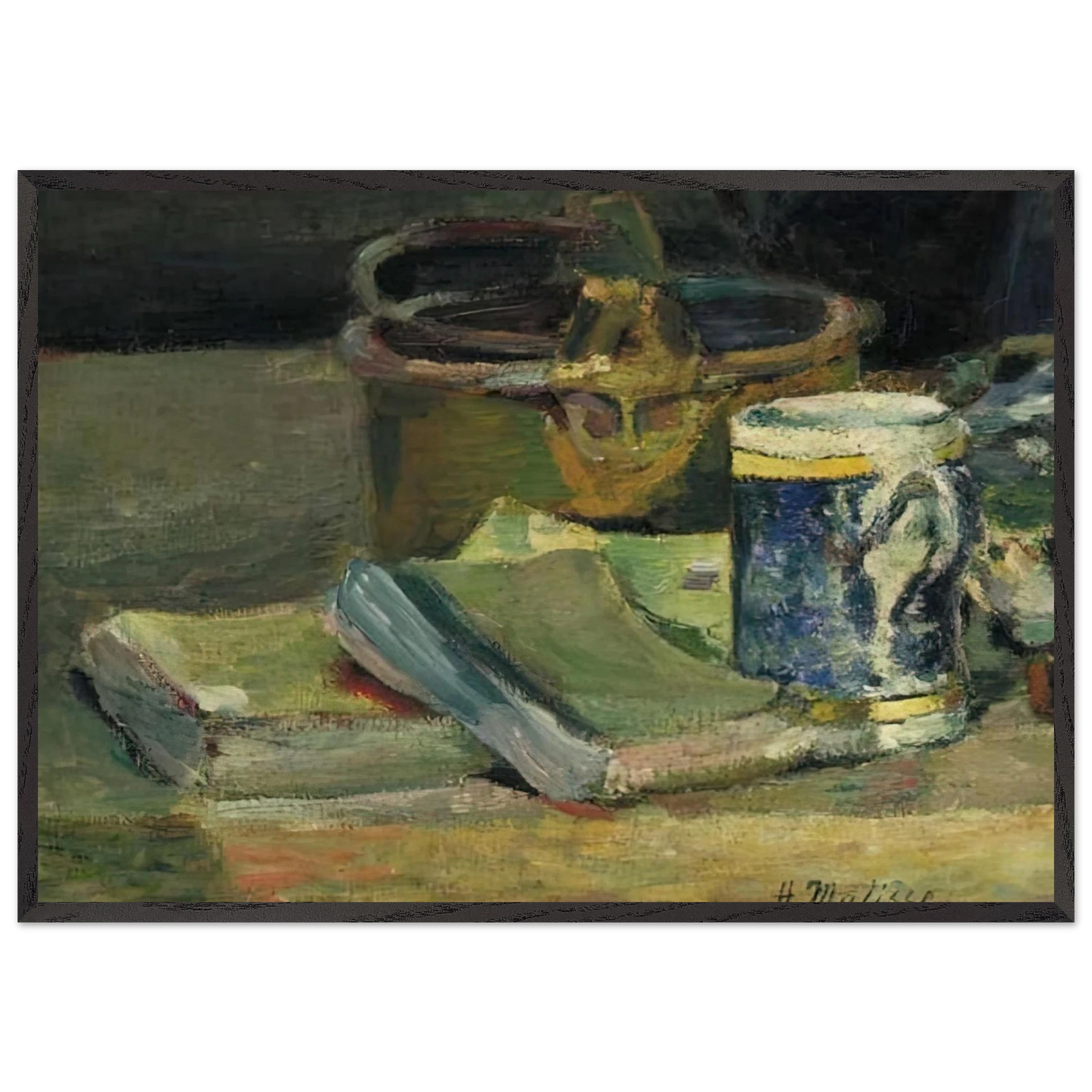 STILL LIFE WITH BOOKS 1895 - Henri Matisse 70x100 cm / 28x40 inches Framed Art Print – Black Wooden Frame