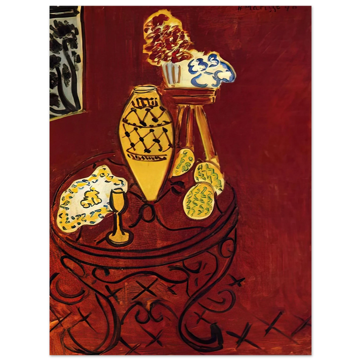 Henri Matisse - INTERIOR IN VENETIAN RED 1946 75x100 cm / 30x40inches Fine Art Poster