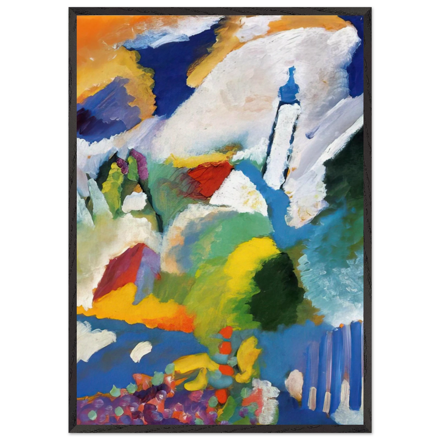 MURNAU WITH A CHURCH 1910 - Wassily Kandinsky 70x100 cm / 28x40 inches Framed Art Print – Black Wooden Frame