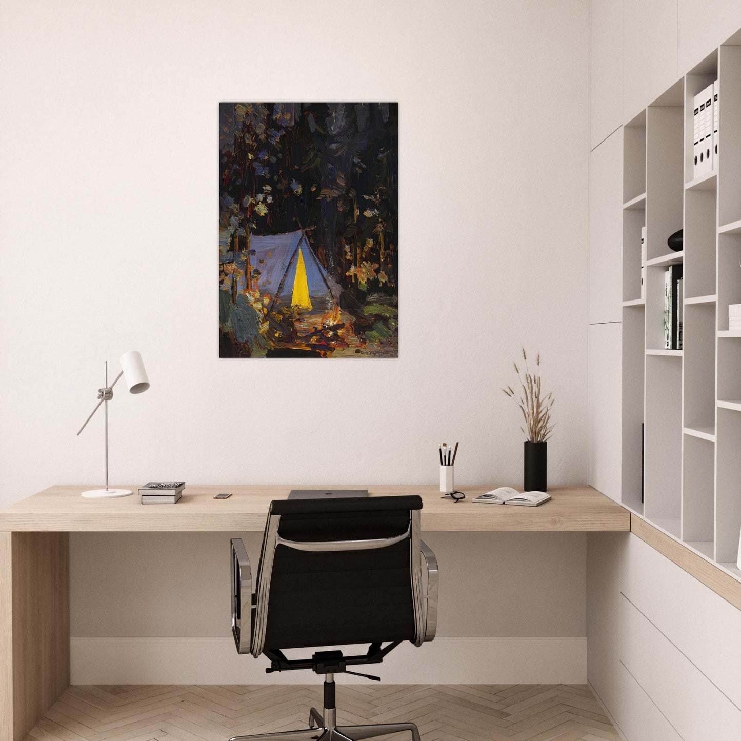 CAMPFIRE 1916 - Tom Thomson Brushed Aluminum Print - 70x100 cm / 28x40 inches | Tom Thomson Aluminum Print | Tom Thomson Prints