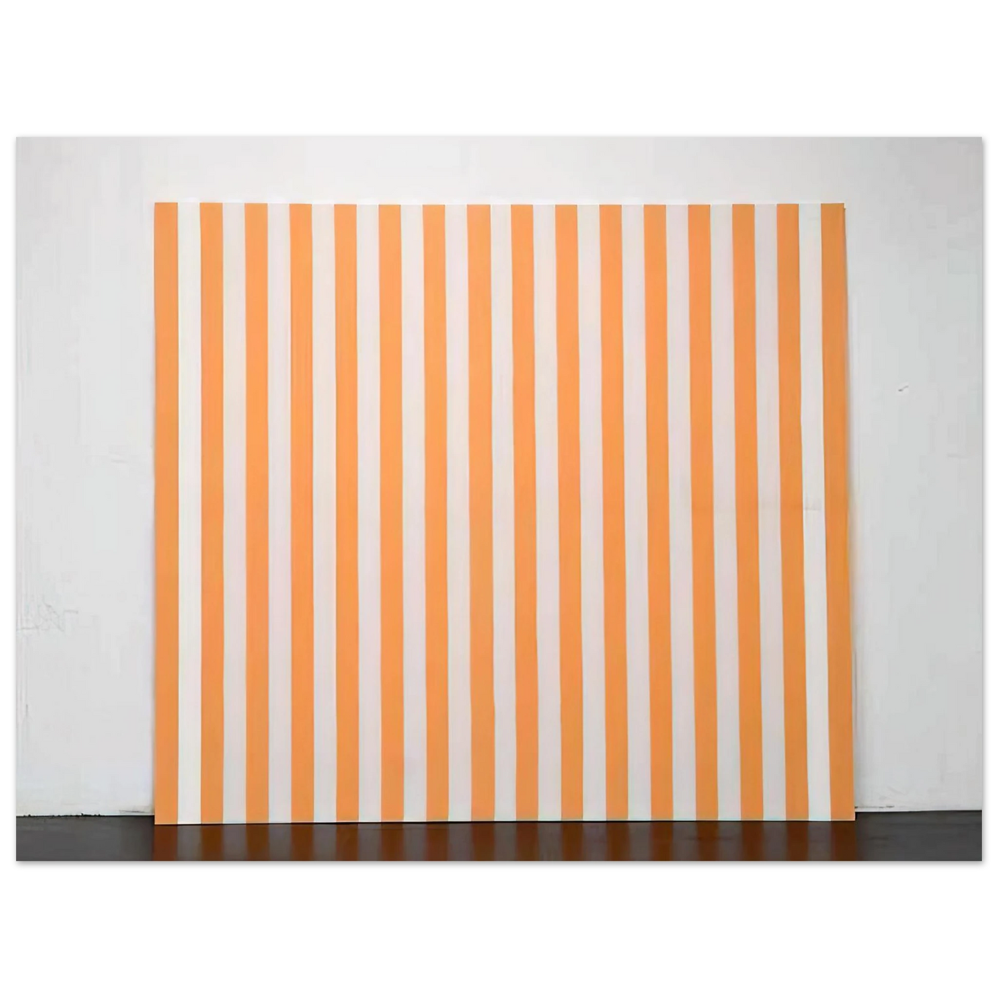 Daniel Buren - Peinture acrylique blanche sur tissu rayé blanc et orange - 1972 75x100 cm / 30x40inches Fine Art Poster