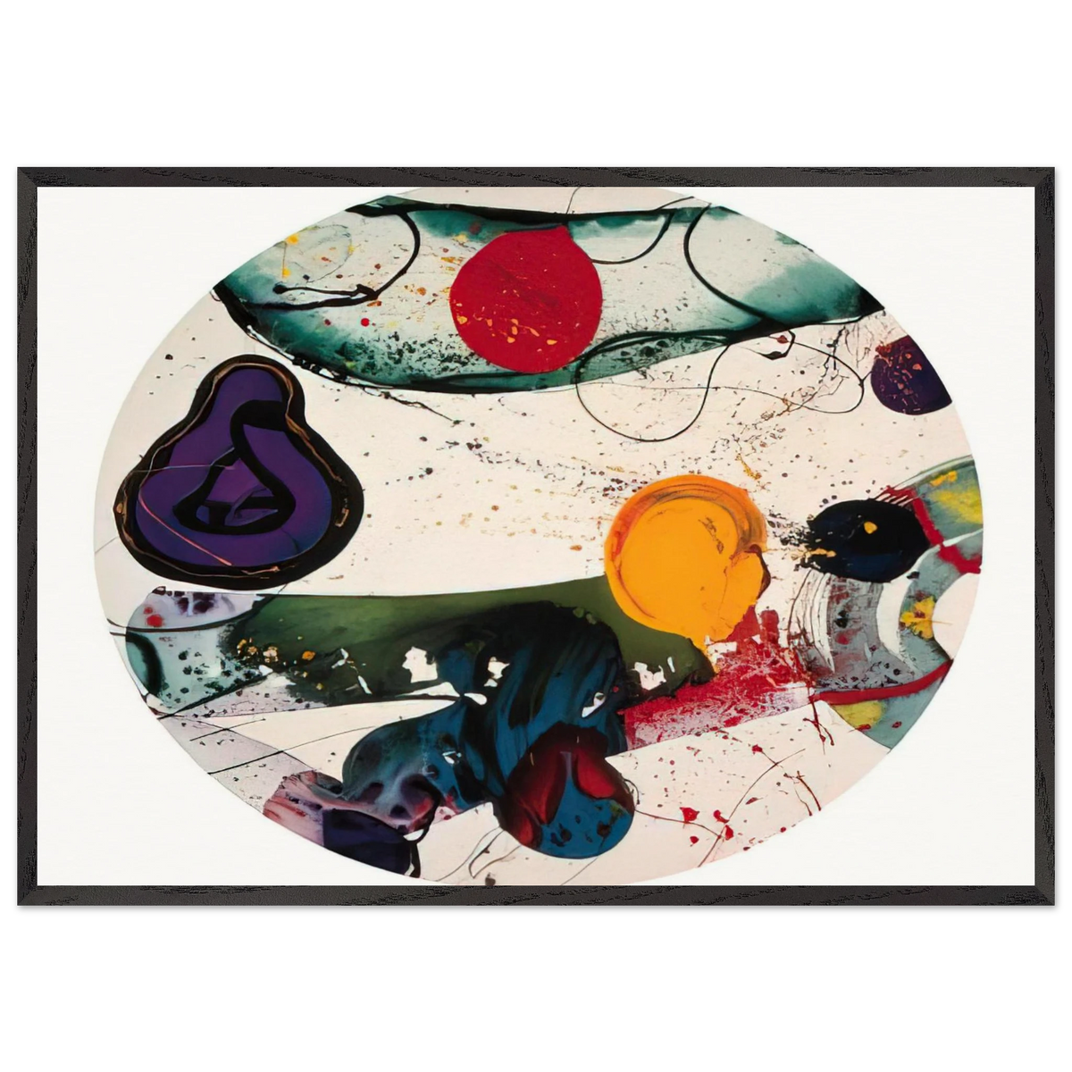 Lollipop SF88-250 - Sam Francis 70x100 cm / 28x40 inches Framed Art Print – Black Wooden Frame