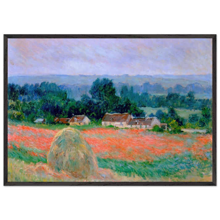 Haystack at Giverny - claude monet 70x100 cm / 28x40 inches Framed Art Print – Black Wooden Frame