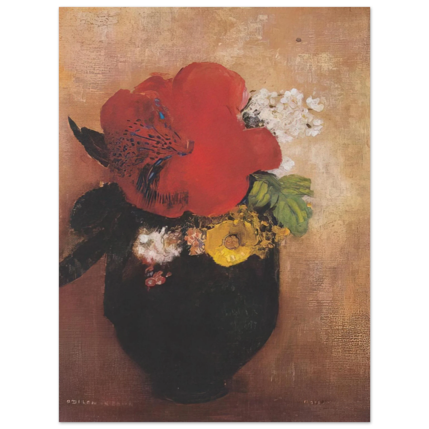 Odilon Redon - THE RED POPPY 75x100 cm / 30x40inches Fine Art Poster