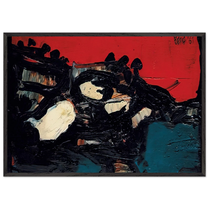 Ciel Rouge Sur Le Lac - 1961 - S H Raza 70x100 cm / 28x40 inches Framed Art Print – Black Wooden Frame
