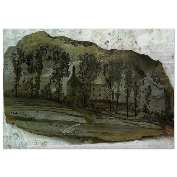 VIEW OF PUBOL - Salvador Dali Brushed Aluminum Print - 70x100 cm / 28x40 inches | Salvador Dali Aluminum Print | Salvador Dali Prints