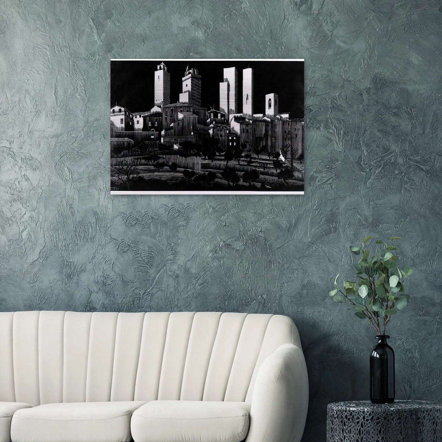 SAN GIMIGNANO - MC Escher Brushed Aluminum Print - 70x100 cm / 28x40 inches | MC Escher Aluminum Print | MC Escher Prints