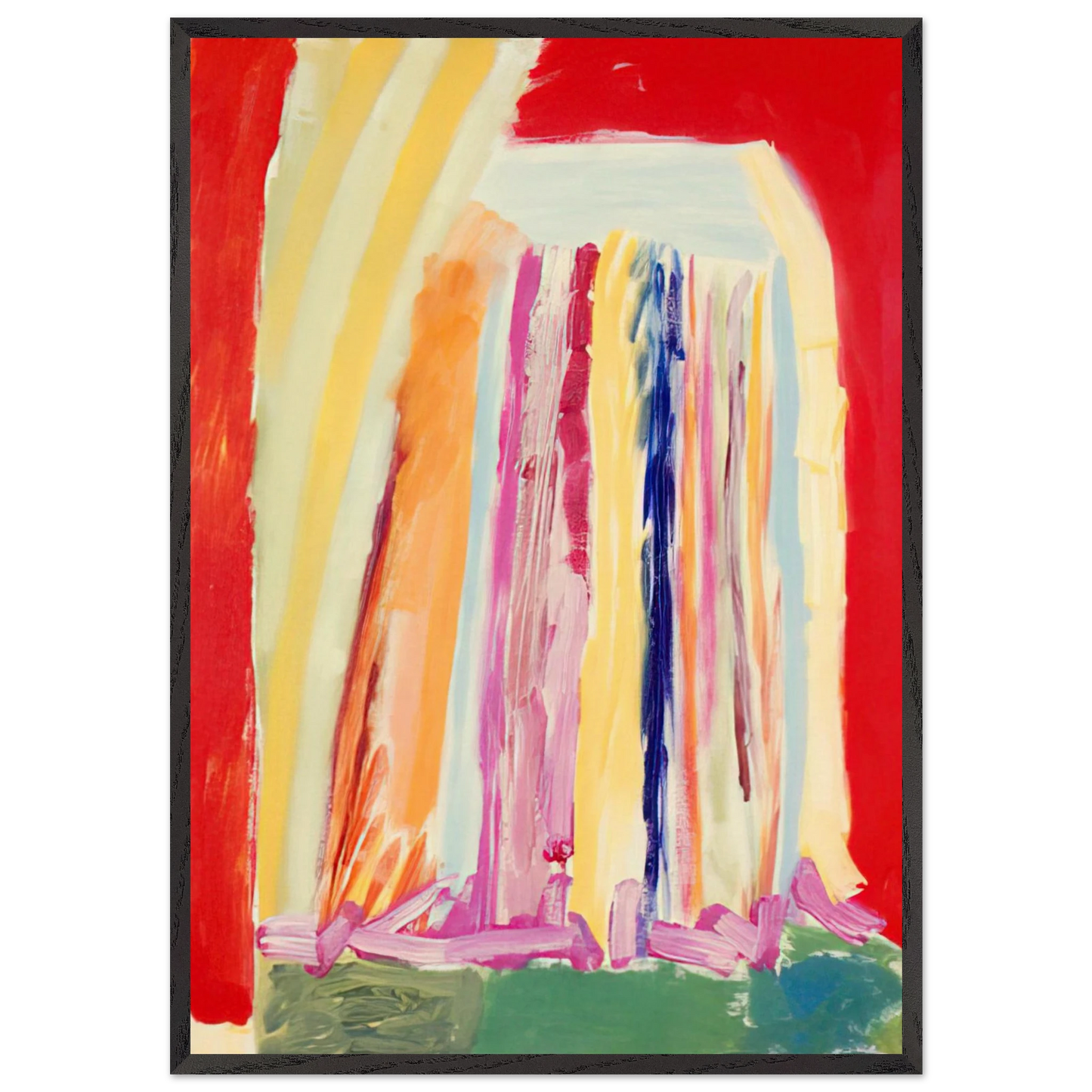 Red Night - 1973 - Ronnie Landfield 70x100 cm / 28x40 inches Framed Art Print – Black Wooden Frame