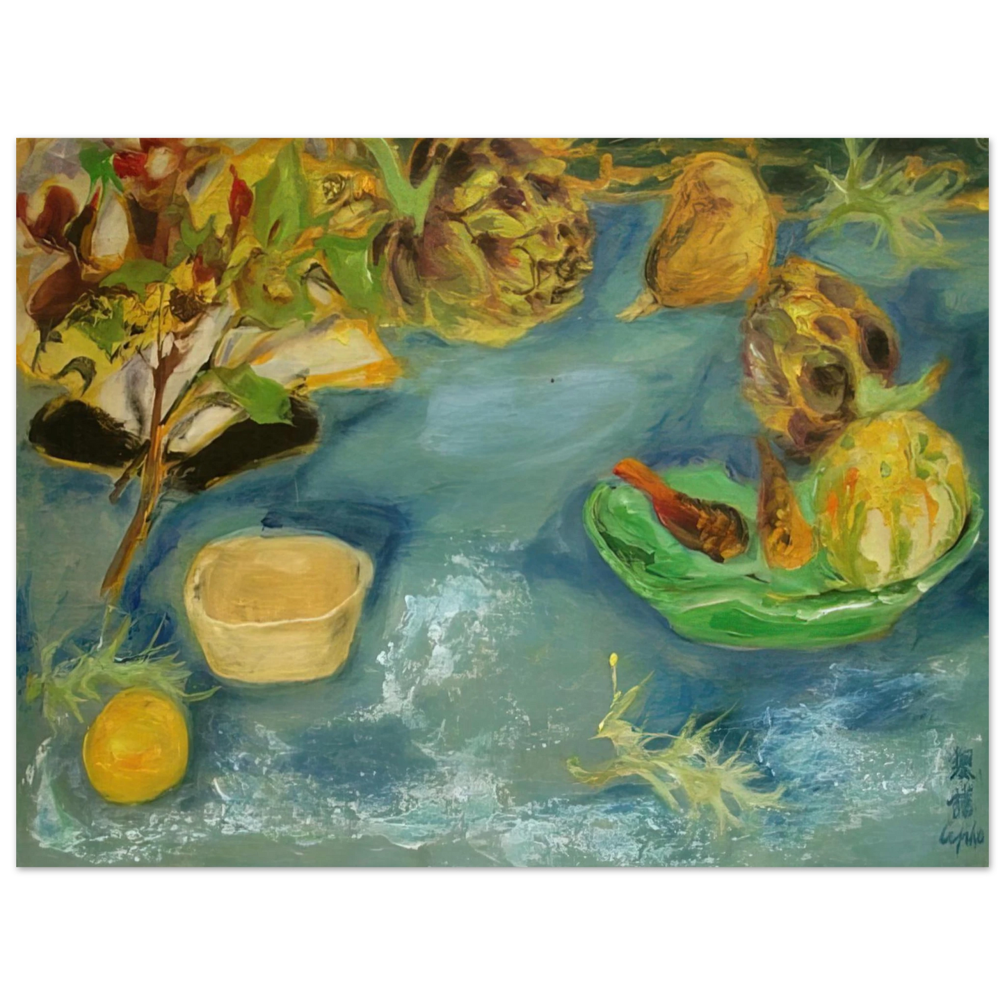 Le Pho - Still life with artichokes - 1956 75x100 cm / 30x40inches Fine Art Poster