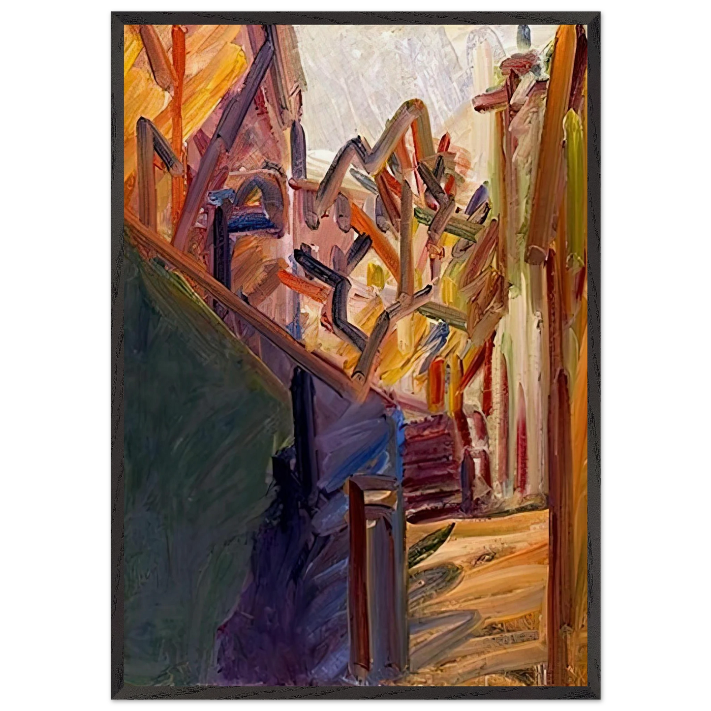 ALBERO DI FRONTE 1 - Frank Auerbach 70x100 cm / 28x40 inches Framed Art Print – Black Wooden Frame