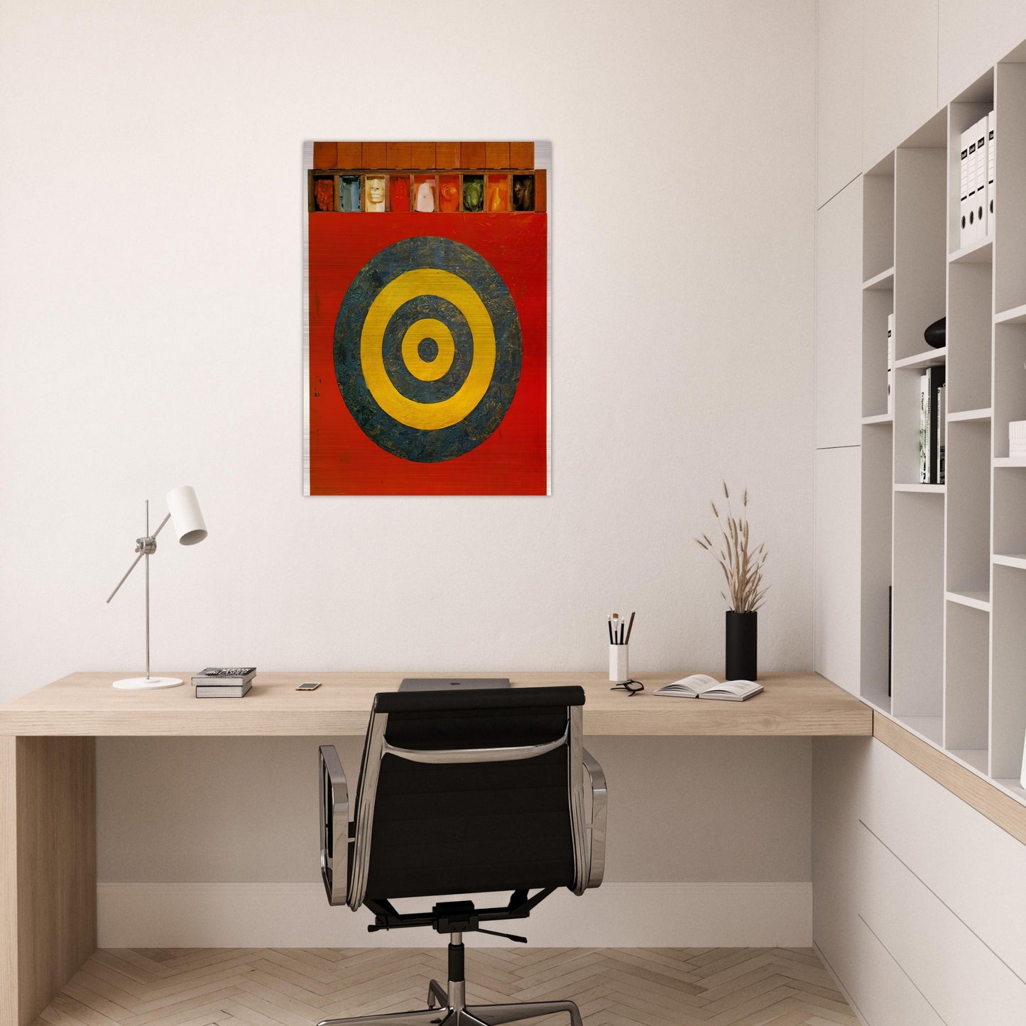 TARGET WITH PLASTER CASTS 1955 - Jasper Johns Brushed Aluminum Print - 70x100 cm / 28x40 inches | Jasper Johns Aluminum Print | Jasper Johns Prints