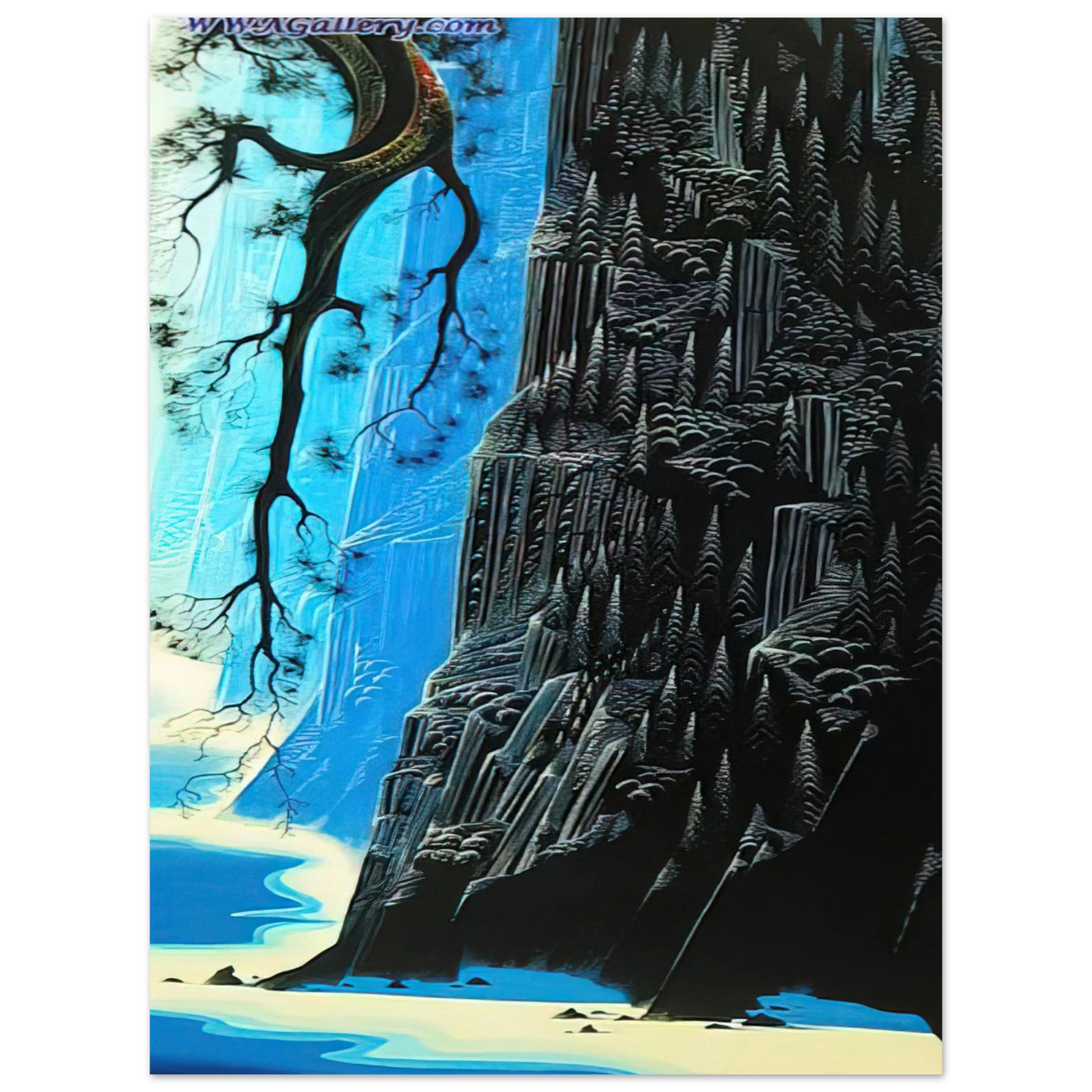 Eyvind Earle - Cliffs Ascending 75x100 cm / 30x40inches Fine Art Poster