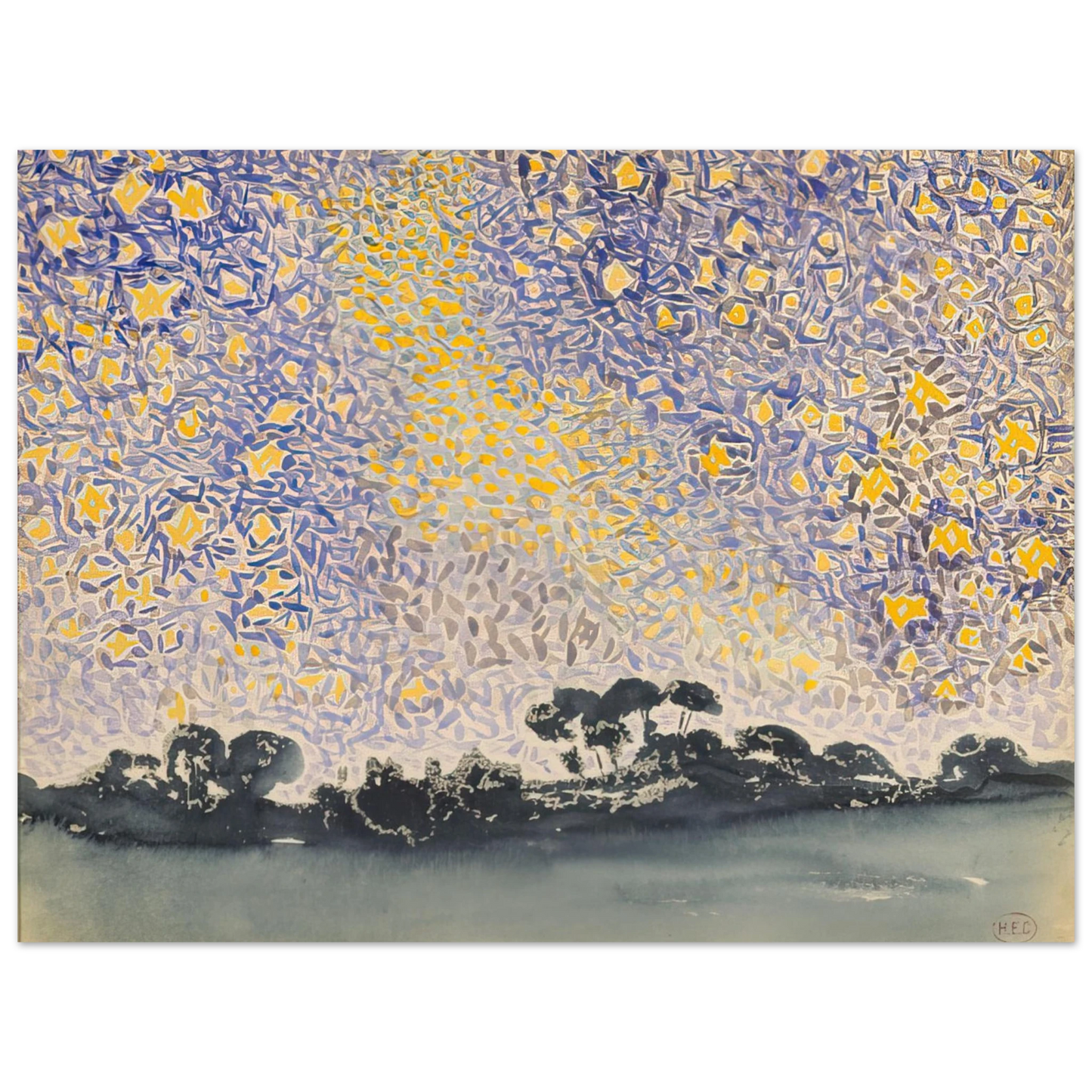 Henri-Edmond Cross - Landscape with Stars 75x100 cm / 30x40inches Fine Art Poster