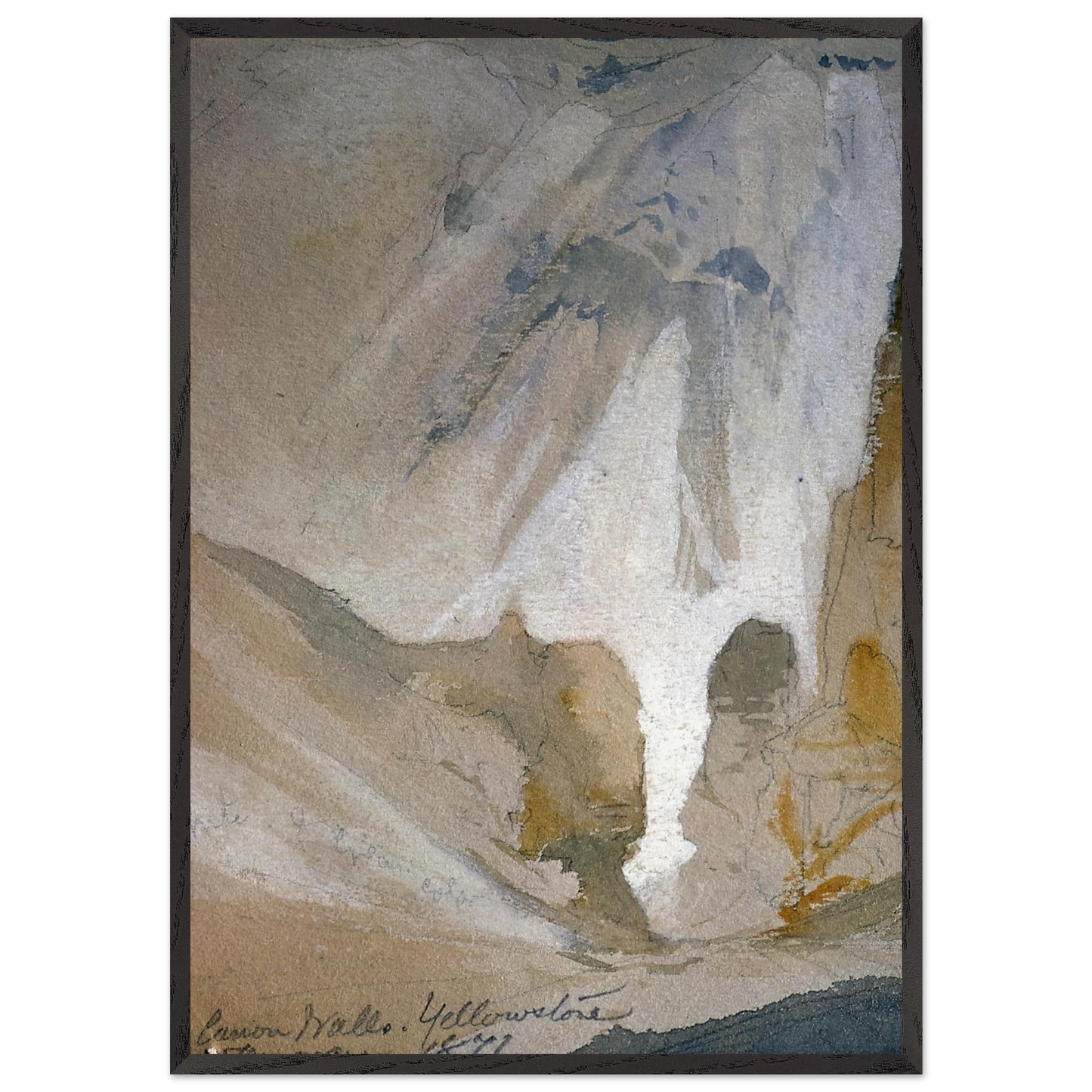 Canyon Walls Yellowstone sketch - Thomas Moran 70x100 cm / 28x40 inches Framed Art Print – Black Wooden Frame