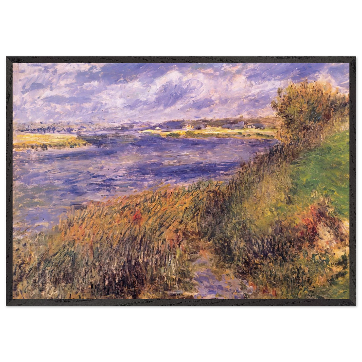 Banks of the Seine at Champrosay - Pierre-Auguste Renoir 70x100 cm / 28x40 inches Framed Art Print – Black Wooden Frame