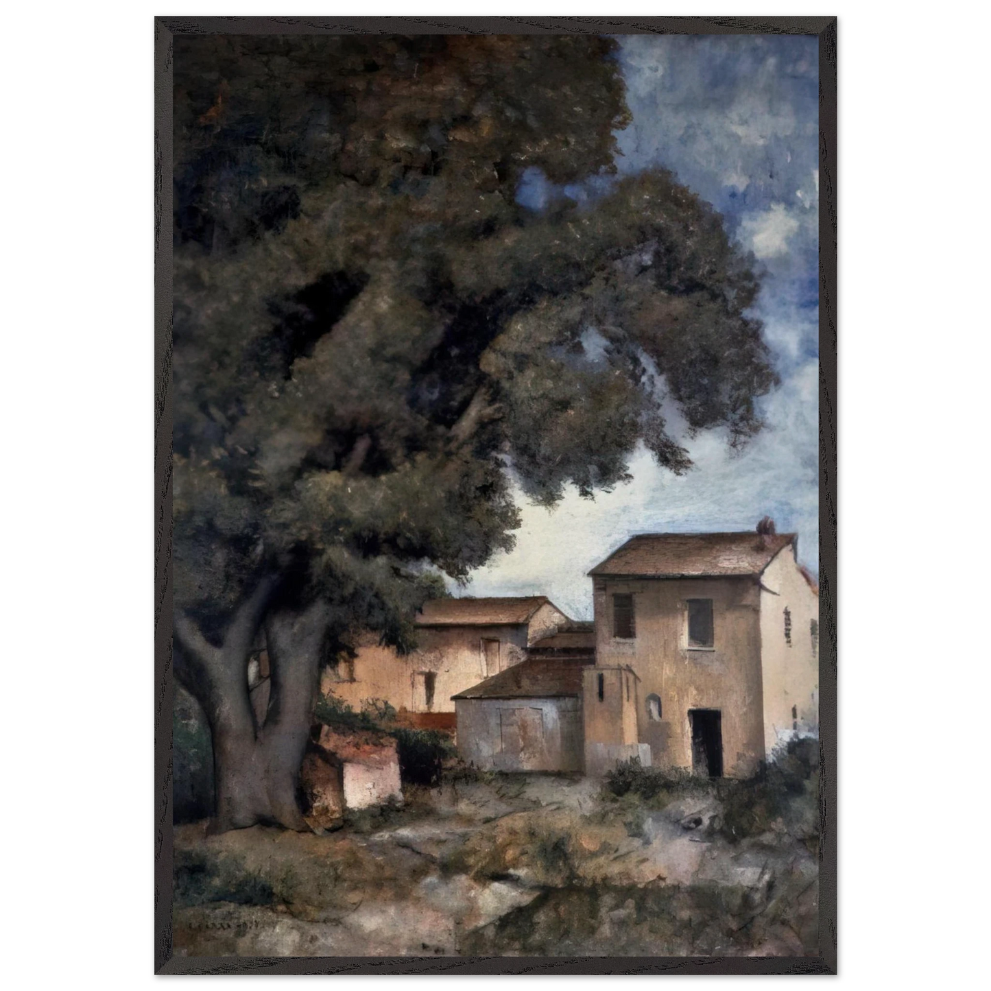 MERIGGIO 1927 - Carlo Carra 70x100 cm / 28x40 inches Framed Art Print – Black Wooden Frame