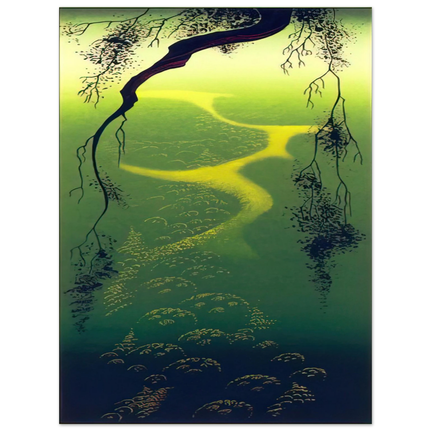 Eyvind Earle - Green Mist 75x100 cm / 30x40inches Fine Art Poster