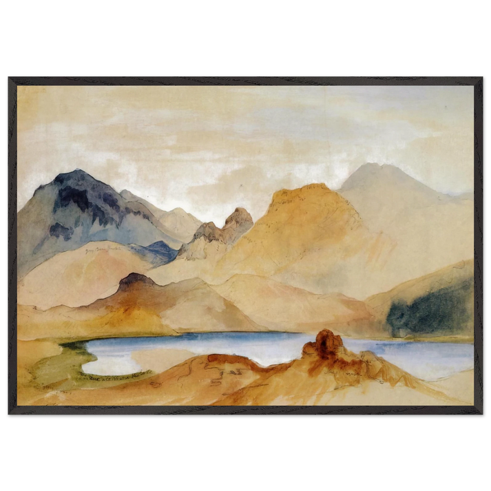 Cinnabar Mountain Yellowstone River watercolour - Thomas Moran 70x100 cm / 28x40 inches Framed Art Print – Black Wooden Frame