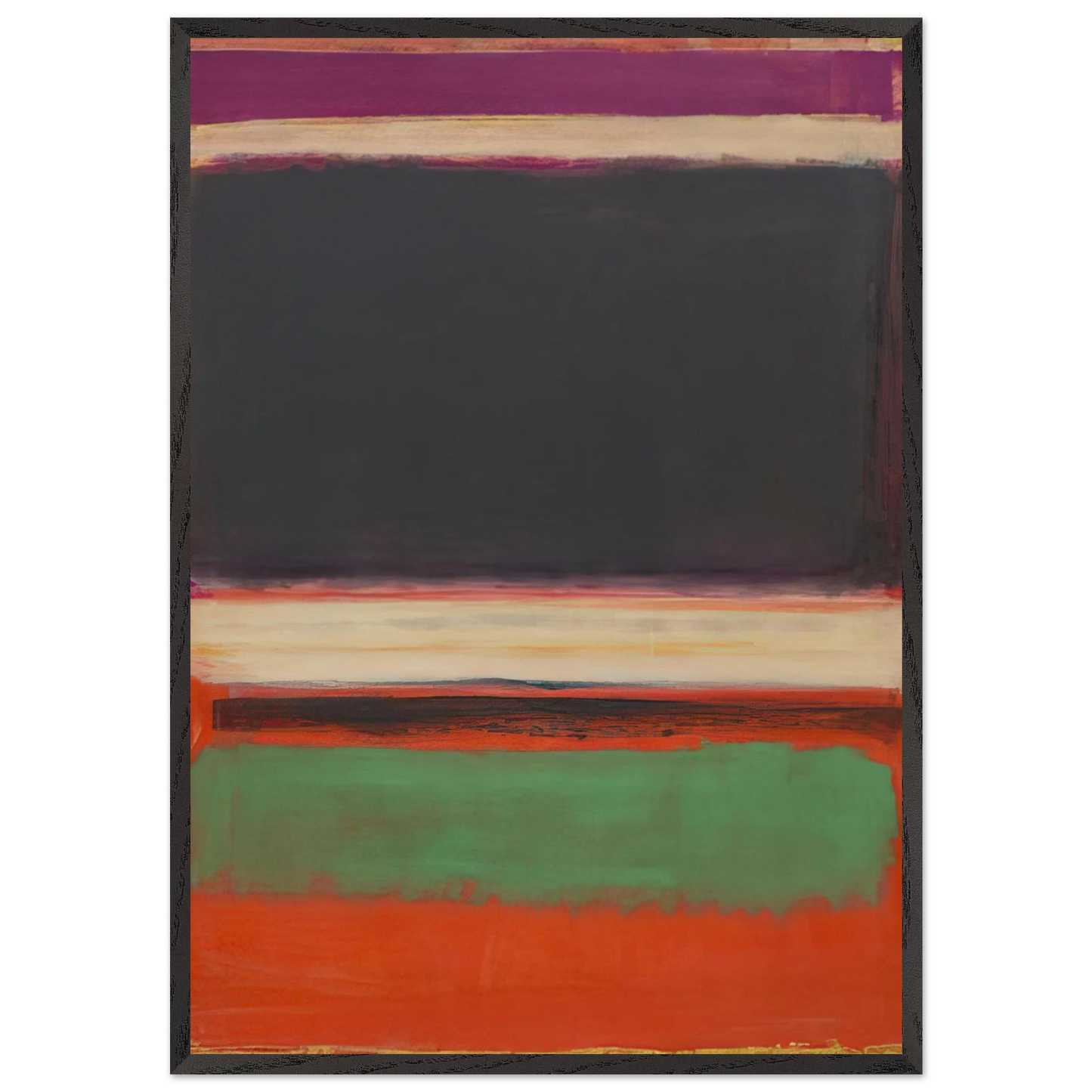 No3No13 Magenta Black Green on Orange - 1949 - Mark Rothko 70x100 cm / 28x40 inches Framed Art Print – Black Wooden Frame