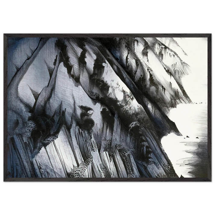 Cliffs of Darkness - Eyvind Earle 70x100 cm / 28x40 inches Framed Art Print – Black Wooden Frame