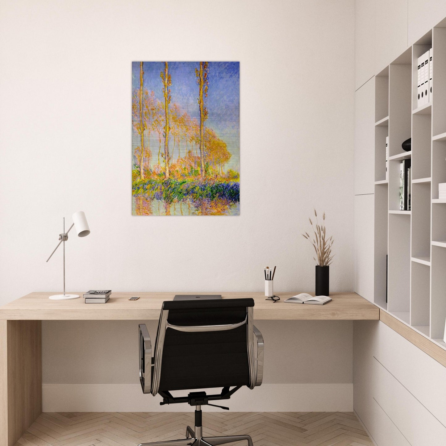 Poplars, Autumn, Pink Effect - claude monet Brushed Aluminum Print - 70x100 cm / 28x40 inches | claude monet Aluminum Print | claude monet Prints