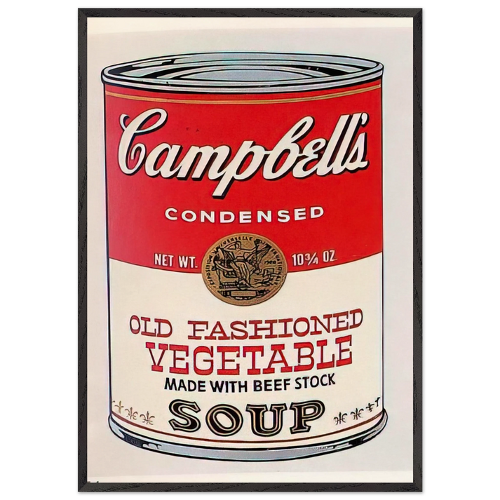 Campbells Soup Can Old Fashioned Vegetable - Andy Warhol 70x100 cm / 28x40 inches Framed Art Print – Black Wooden Frame