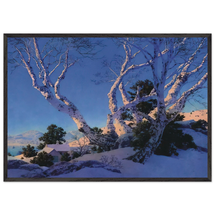 Birches in Winter - Maxfield Parrish 70x100 cm / 28x40 inches Framed Art Print – Black Wooden Frame