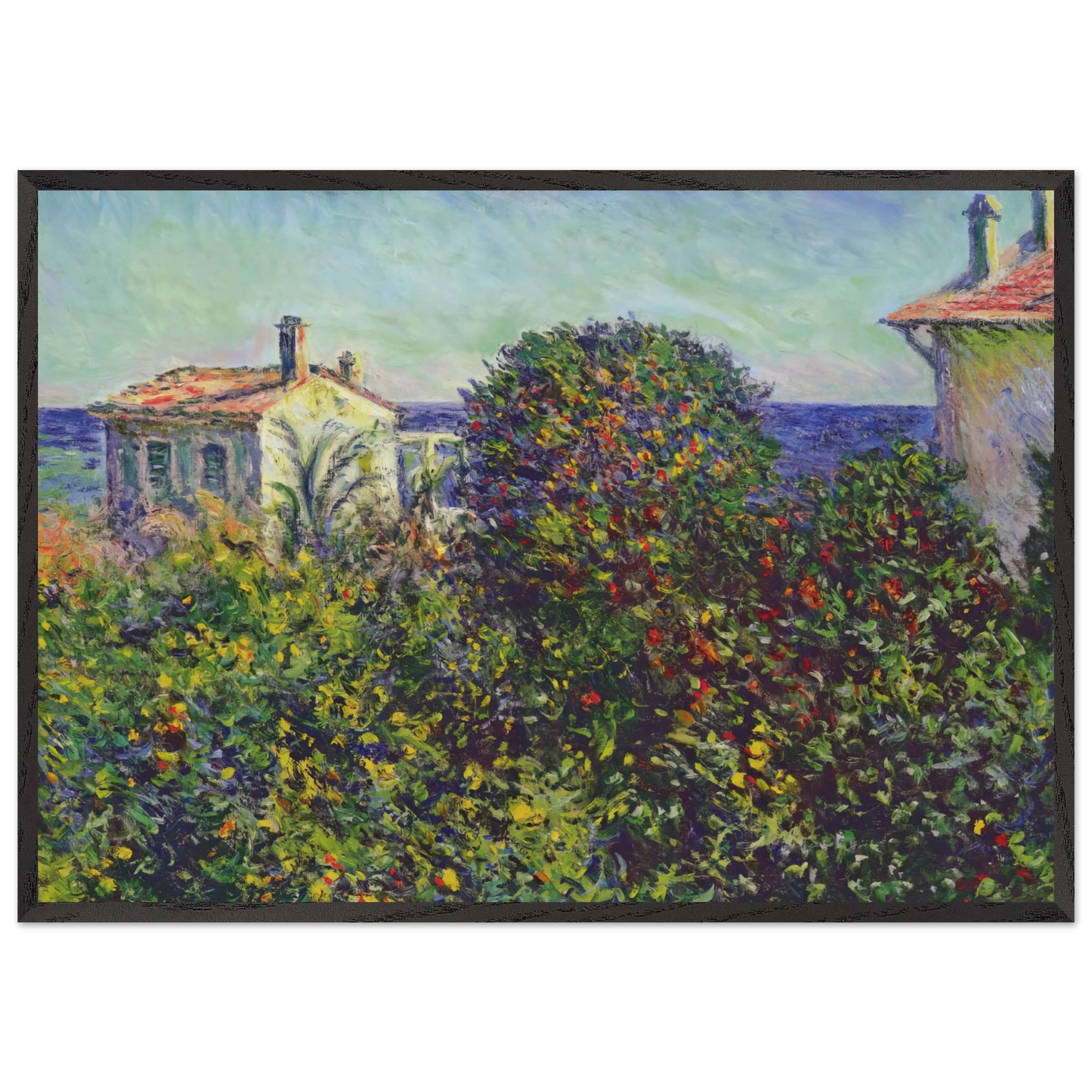 Bordighera the House of Gardener - claude monet 70x100 cm / 28x40 inches Framed Art Print – Black Wooden Frame