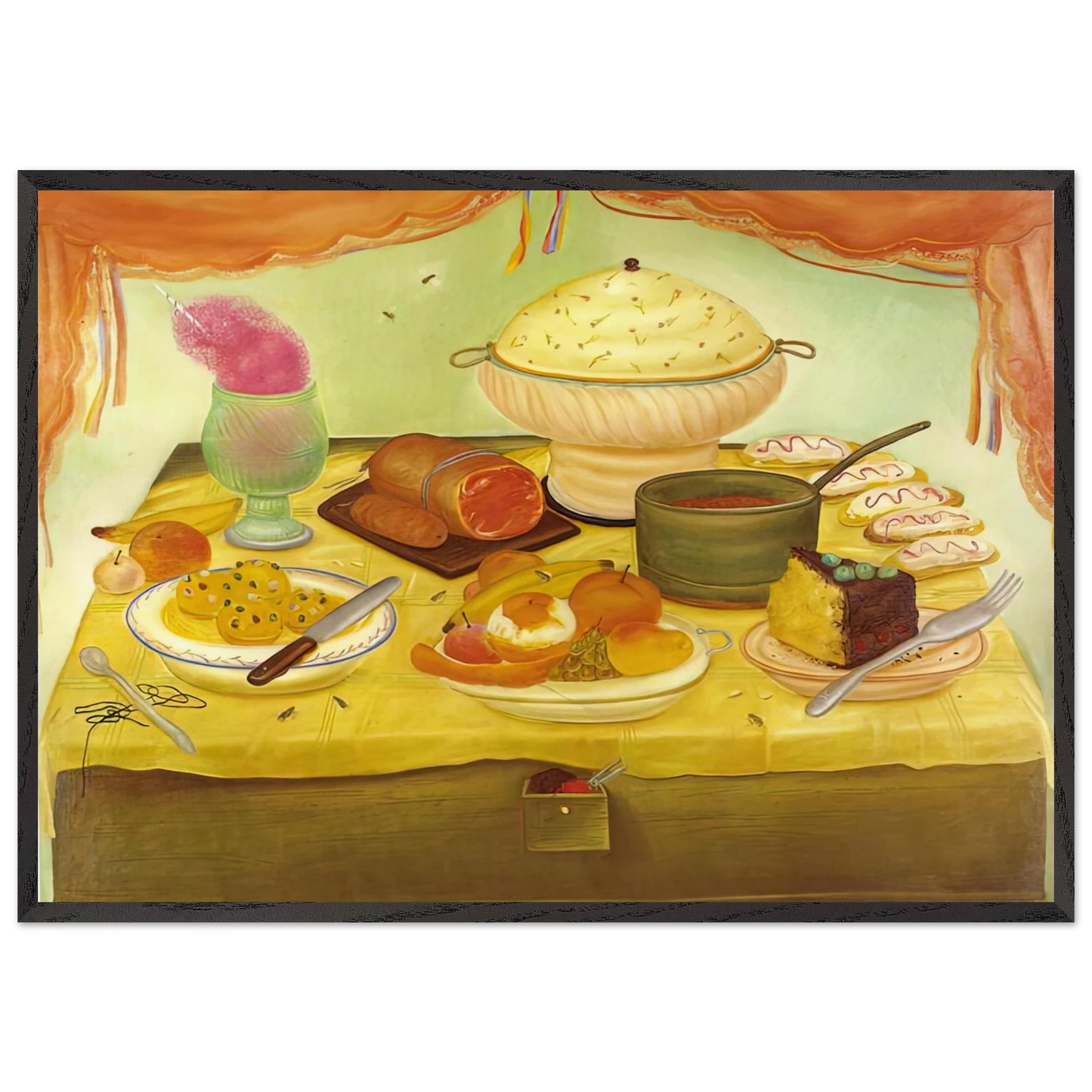 STILL LIFE N2 - Fernando Botero 70x100 cm / 28x40 inches Framed Art Print – Black Wooden Frame