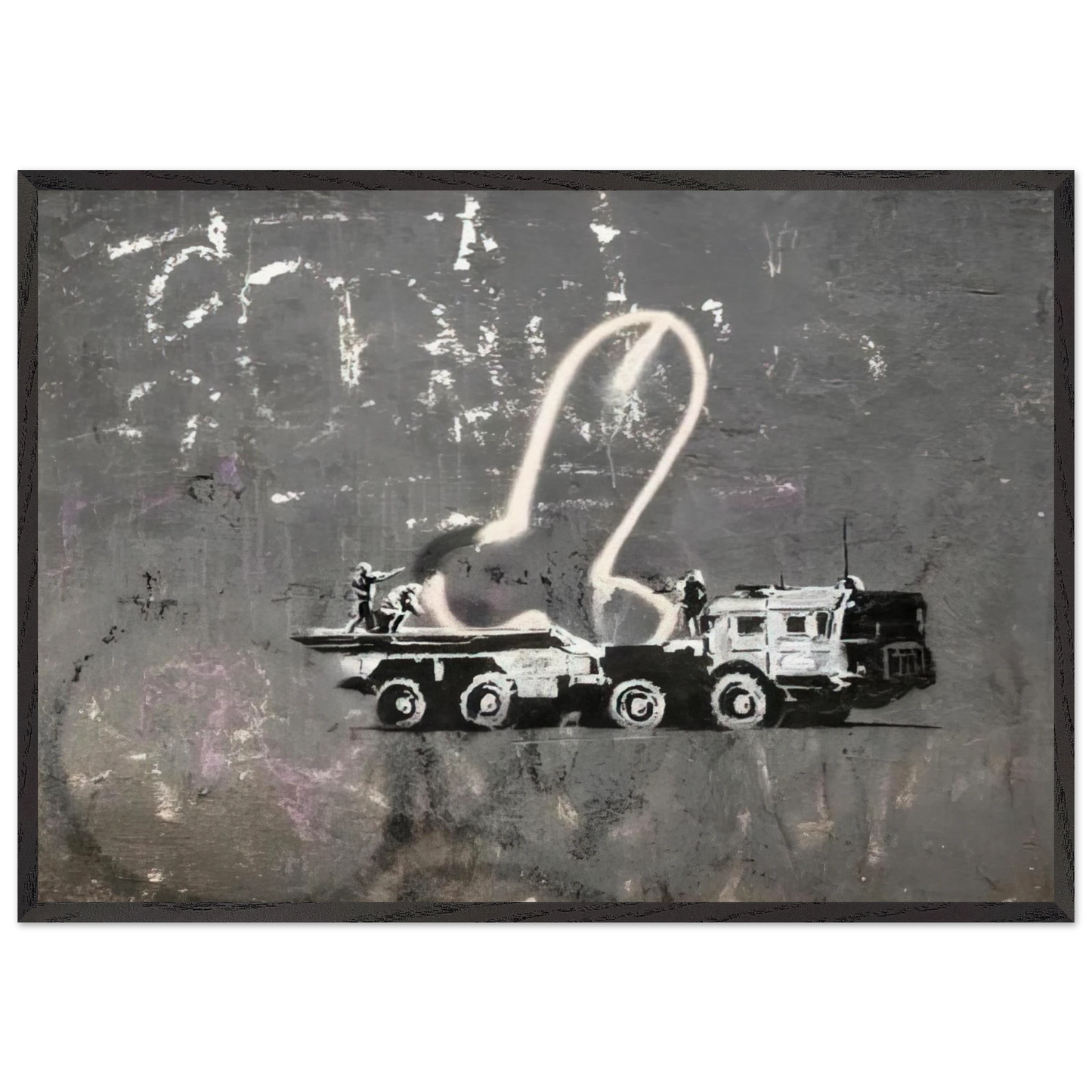 KYIV VELYKA ZHYTOMYRSKA 13 2022 - Banksy 70x100 cm / 28x40 inches Framed Art Print – Black Wooden Frame