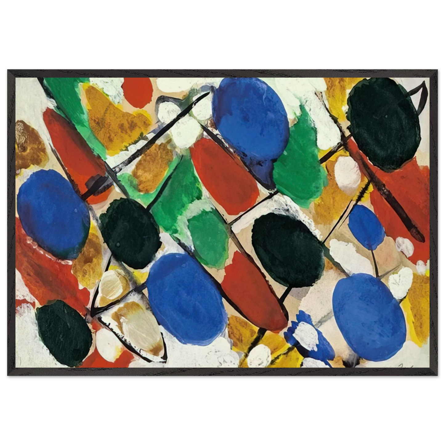 Scheiben - 1955 - Ernst Wilhelm Nay 70x100 cm / 28x40 inches Framed Art Print – Black Wooden Frame