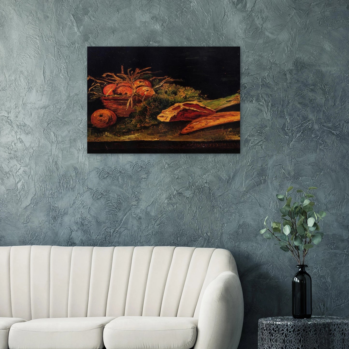 Still Life with Apples, Meat and a Roll - Vincent van Gogh Brushed Aluminum Print - 70x100 cm / 28x40 inches | Vincent van Gogh Aluminum Print | Vincent van Gogh Prints