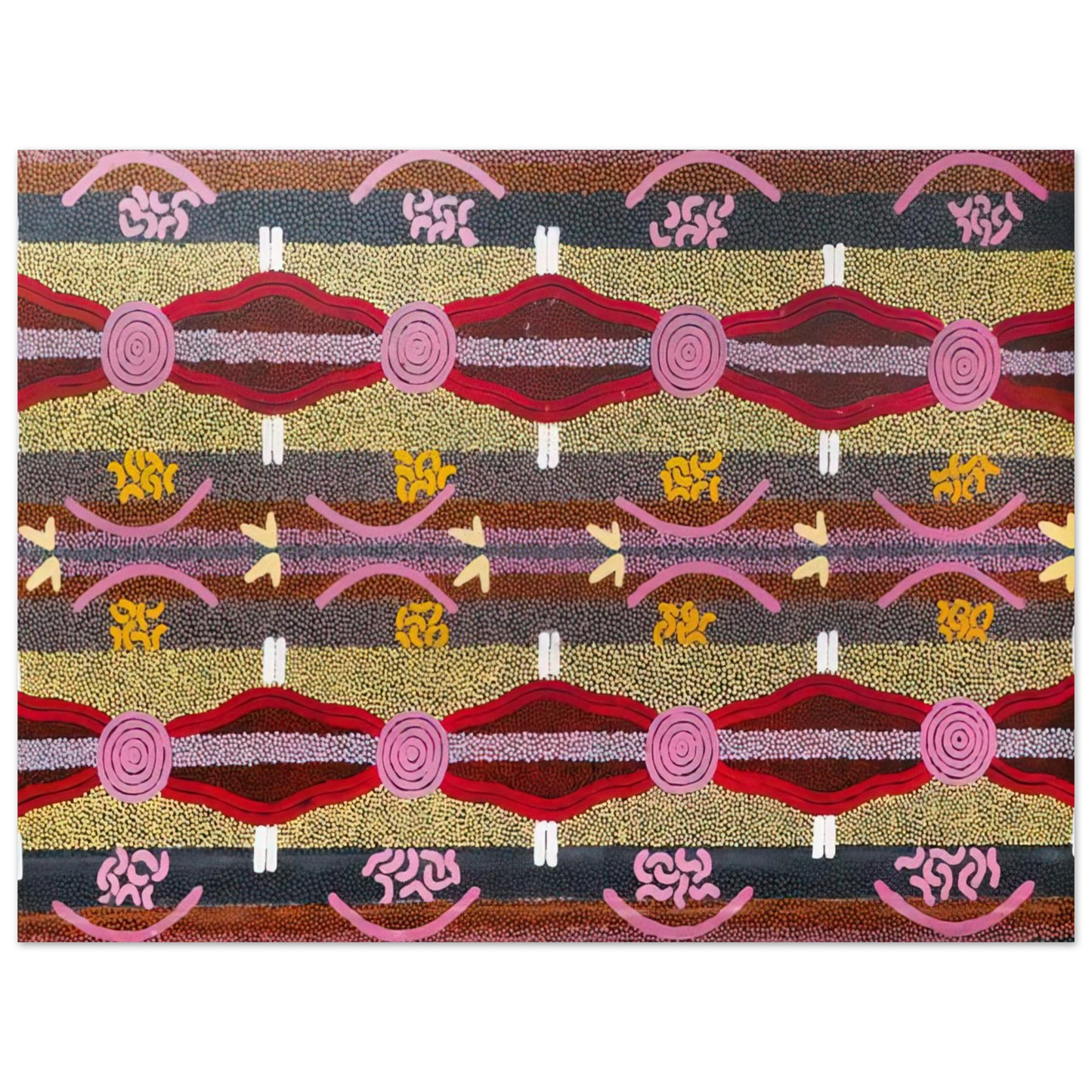 Clifford Possum Tjapaltjarri - Rock Wallaby Lightning Dreaming, Mount Wedge - 1995 75x100 cm / 30x40inches Fine Art Poster