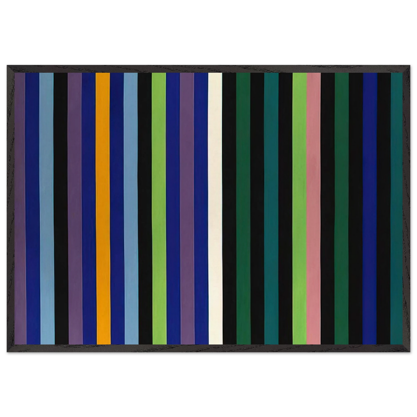 Two Part Blue - 1964 - Gene Davis 70x100 cm / 28x40 inches Framed Art Print – Black Wooden Frame