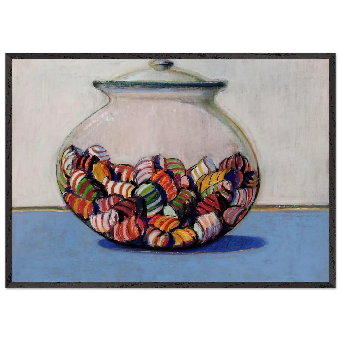 Glassed Candy - 1969 - Wayne Thiebaud 70x100 cm / 28x40 inches Framed Art Print – Black Wooden Frame