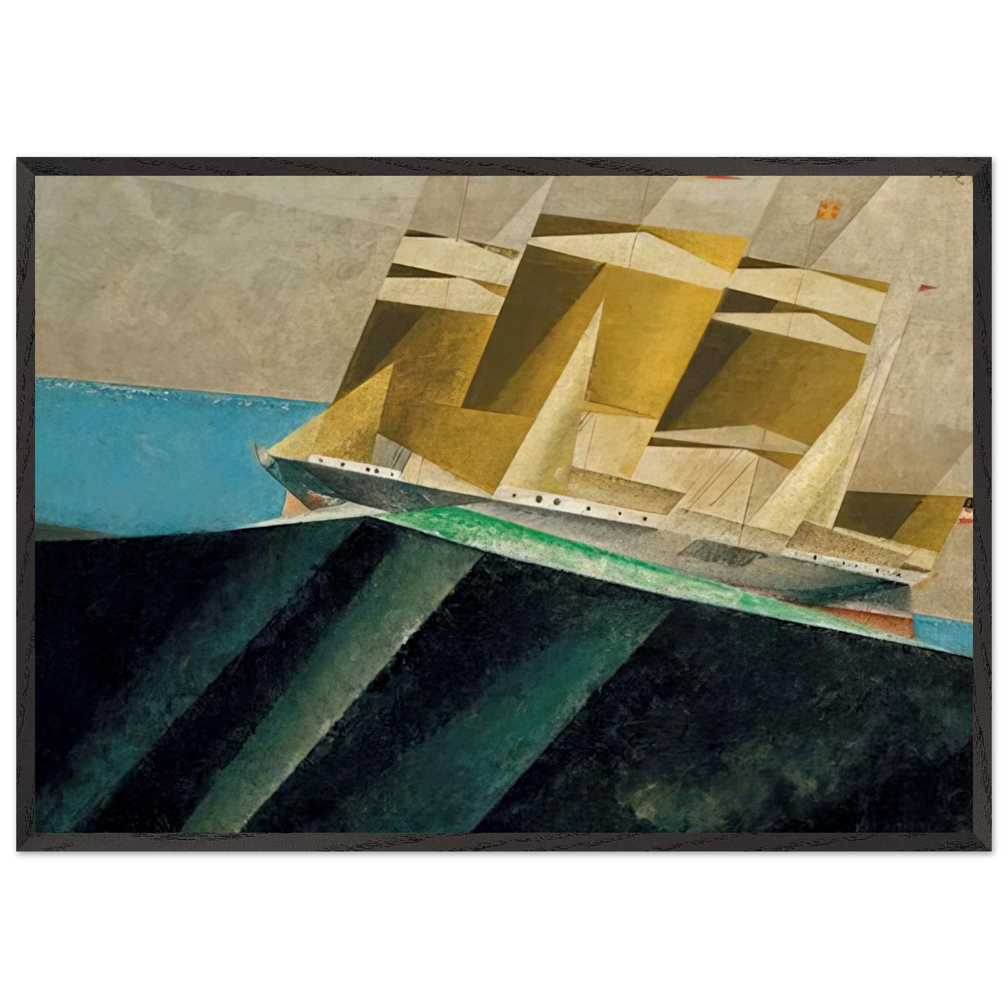 MID OCEAN 1937 - Lyonel Feininger 70x100 cm / 28x40 inches Framed Art Print – Black Wooden Frame